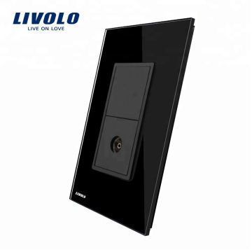 Livolo us / au padrão soquete de tv de luxo com pérola negra de cristal vl-c591v-12